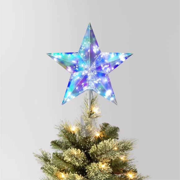 Iridescent Pre-lit Star Christmas Tree Topper w Mulitcolor Lights 12.5" Colorful - Picture 7 of 7